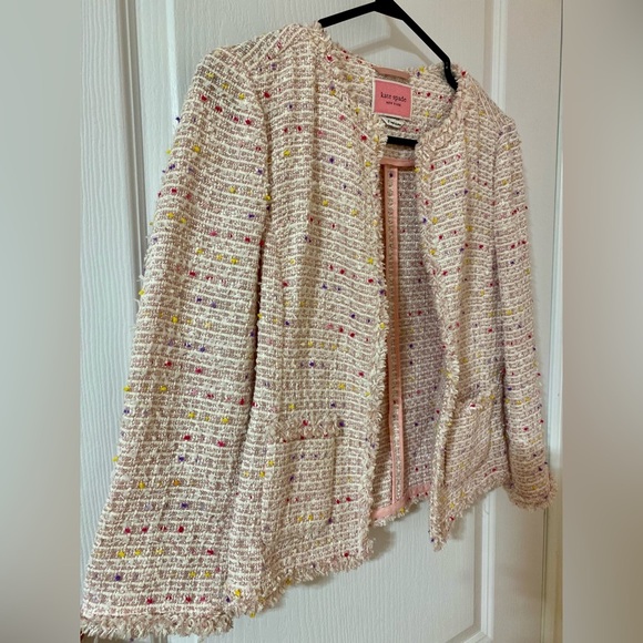 Kate Spade Multicolour Tweed Preppy Career Spring Summer Girly Blazer Size 0 - Picture 5 of 10